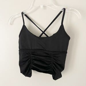 Free People Size XS/S On The Rise Black Ruched Cami Tank Top NEW